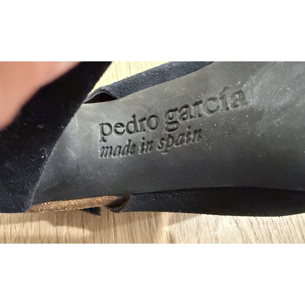 Pedro Garcia Paola Suede Peeptoe Slingback Platform Heels Blue Sz 37 Spain